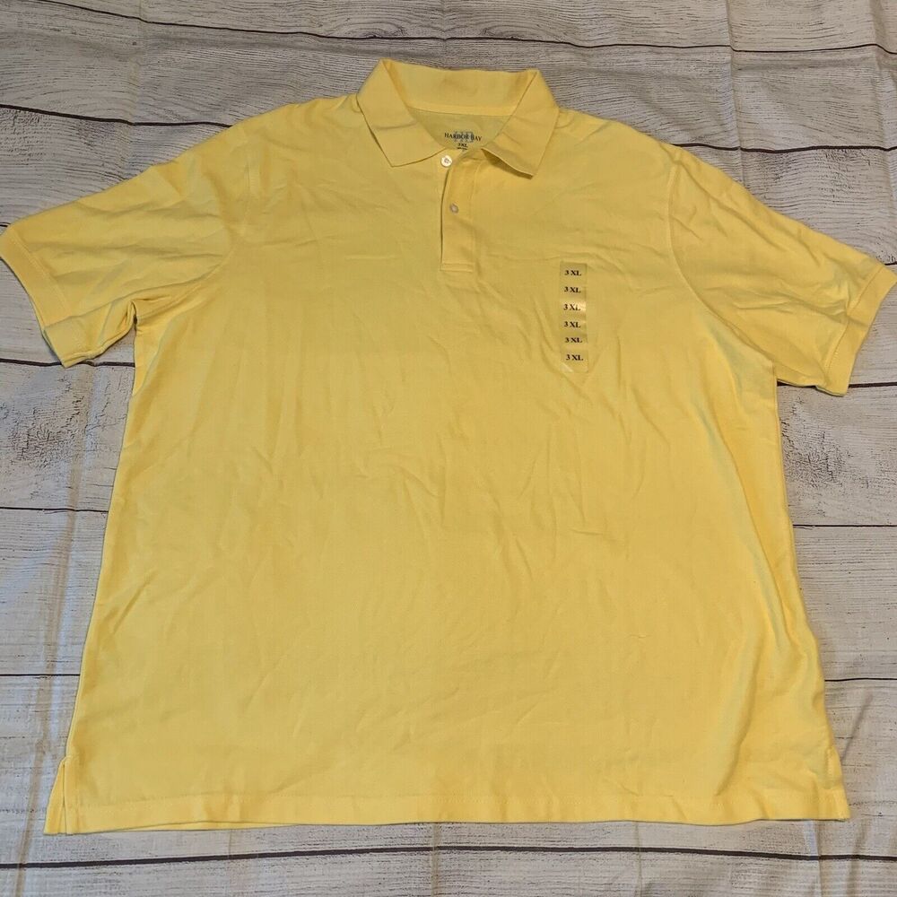 Harbor Bay Mens Size 3XL XXXL Polo Shirt Short Sleeve Yellow